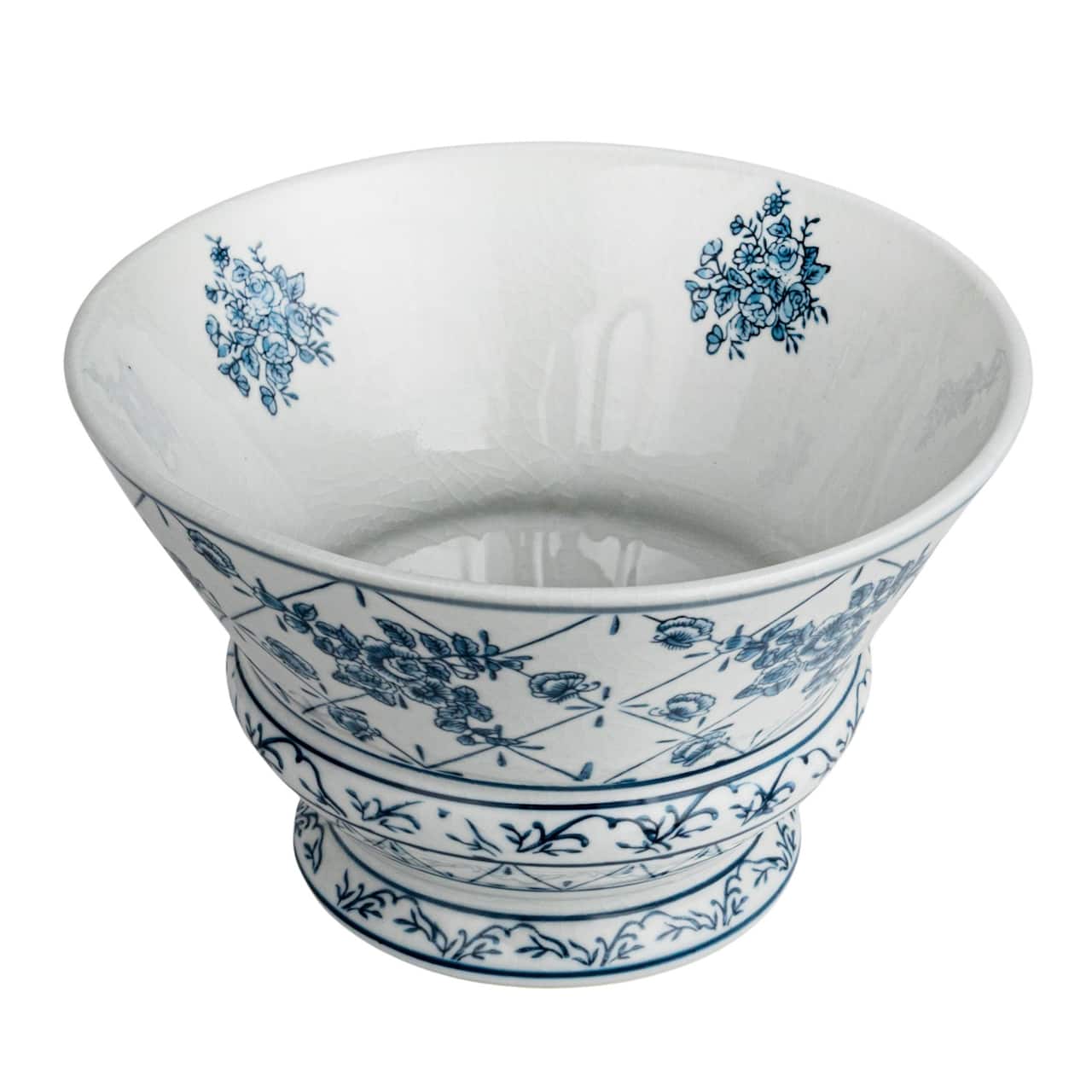 Hello Honey® 10" Blue & White Round Blossom Porcelain Bowl